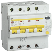 Выключатель автоматический дифференциальный АД14S 4п 40А C 300мА тип AC (5 мод) | код. MAD13-4-040-C-300 | IEK 